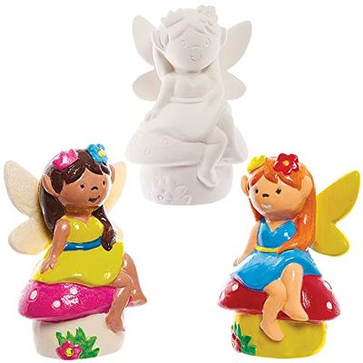 Baker Ross FX590 Hadas de cerámica - Caja de 4, Figuras de cerámica para pintar para niños