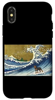 Funny Retro Vintage Surfing A Great Wave Rottweiler Lover Custodia per iPhone X/XS