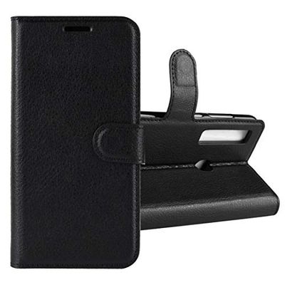 Carcasa de telefono Funda de Cuero con Tapa Horizontal Litchi Texture for Galaxy A9 (2018) / A9s, con Soporte y Ranuras for Tarjetas y Billetera (Negro) (Color : Negro)