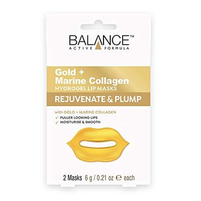 Balance Active Formula Gold + Marine Collagen Hydrogel Lip Masks (Includes 2 Masks) - Fuller looking lips. Moisturise & Smooth. Cruelty Free.