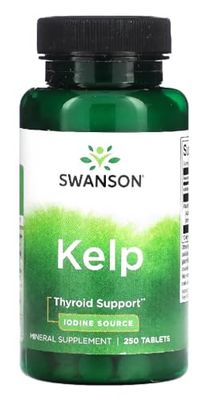 Swanson - Kelp | Alga Kelp como fuente de yodo | Apoyo a la función tiroidea y metabolismo energético - 250 cápsulas