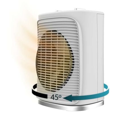 Cecotec Elektrische Lage Verbruik Kachel ReadyWarm 2050 Max Force Rotate White, Ventilatorkachel 2000 W, 65 graden Oscillatie, 3 Modus, Instelbare Thermostaat, Dekking Gebied 20 m2, Wit