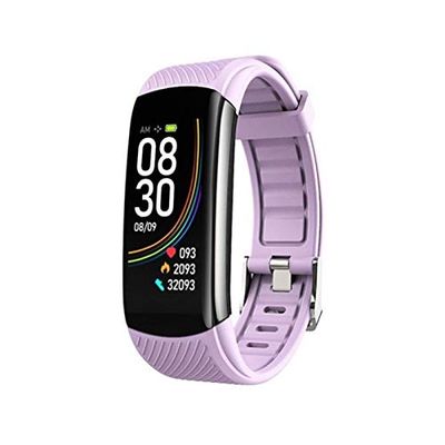 CGGA Blodtryck sportklocka hjärtfrekvens sömn träning stegräknare Bluetooth smart armband C6T armband temperaturövervakning kropp (färg: lila)