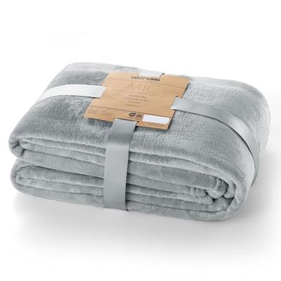 DecoKing Couverture 220 x 240 cm Plaid Microfibre Polaire Doux Câlin Gris Mic