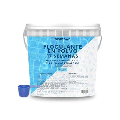 PLANTAWA Floculant Piscine Poudre Concentrée | Traitement 17 Semaines | Clarifie l’Eau Trouble | Solution Longue Durée | Compatible avec Piscines au Chlore ou au Sel