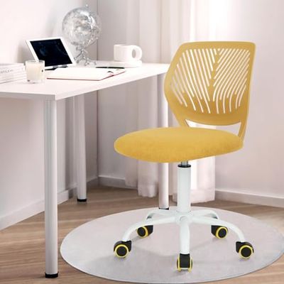 FurnitureR Molandi Chaise de Bureau pivotante à Hauteur réglable avec Dossier à Petit Trou, Convient pour Chambre d'enfant ou Salle d'étude, Jaune Citron