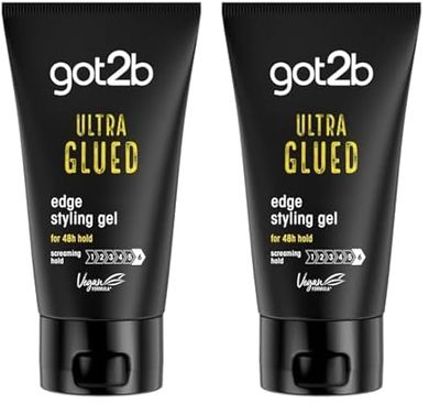 Schwarzkopf got2b Glued Ultra Styling Hair Gel, No White Residue, Edge Control, Vegan, Silicone Free, 150g (Pack of 2)