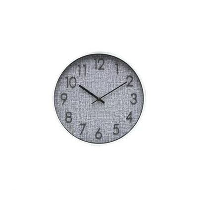 VoltShine White and Grey Wall Clock 30x30x4 cm with Continuous Movement, Estandar