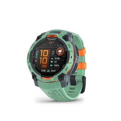 Garmin Instinct 3, Reloj inteligente con GPS, Pantalla AMOLED de 45 mm, Resistente al agua, Aplicaciones deportivas integradas, Monitorización de la salud, Linterna LED, Hasta 18 días autonomía, Verde