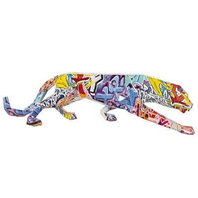 Alexandra House Living Decoratief figuur, meerkleurig, kunststof, panter, graffiti, 14 x 46 x 16 cm