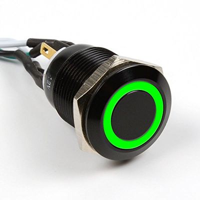 Impactics compatible Vandalismustaster 19mm, IP65, grüne LED - schwarz