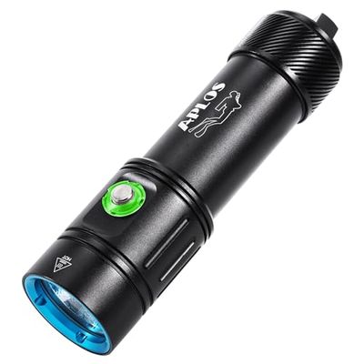 APLOS AP02 duiklamp, 2500 lumen, duikzaklamp, oplaadbaar, vermogensindicatie, IPX8 waterdicht, onderwaterzaklamp met 5000 mAh batterij en oplader