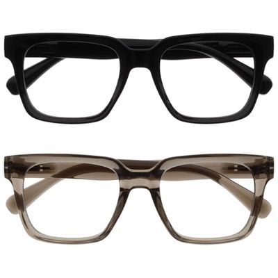 OPULIZERA Blue Light Blocking Reading Glasses - Anti-Reflective and Anti-Glare - 2 Pack Readers - UV400 Protection - Oversized Frame - Computer and Screen Glasses - Black Grey - Men Women - +3.00