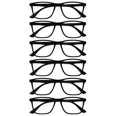 OPULIZE NYX Blue Light Blocking Reading Glasses - Anti-Glare Computer and Gaming Eyewear - 6 Pack - UV and Eyestrain Protection - Rectangular Frame - Black - Men Women - + 3.00