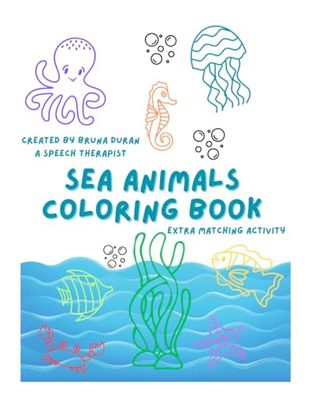Sea Animals: Coloring Book: Color, Trace, & Match
