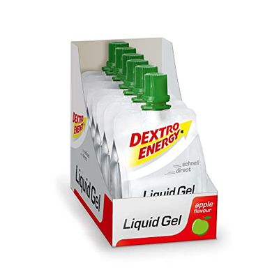 Dextro Energy Lot de 6 flacons de gel liquide – Pomme, Apple, 6 x 60 ml – Gel énergétique, gel de sport pour les athlètes d'endurance – Vegan – Gel de fitness pour les déplacements