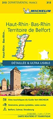 Bas-Rhin, Haut-Rhin, Territoire de Belfort - Michelin Local Map 315: Map