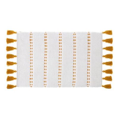 Five - Tapis de Salle de Bain en Coton avec Pompons Ocre 50 x 75 cm