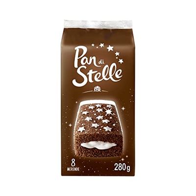 Pan di Stelle Merendine Trancini con Pan di Spagna al Cacao e Crema al Latte, Ideali per la Merenda, Confezione con 8 Merende, 280 g