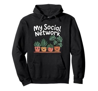 My Social Network is Green Plant Lover Plant Parent Fun Pullover Hoodie