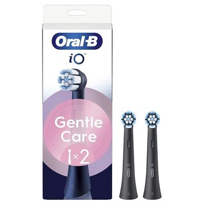 Oral-B Lot De 2 Brossettes De Rechange Gentle Care, AUTHENTIQUES, Noires, Brossage Le Plus Doux, Conviennent Aux Gencives Sensibles, Brossette Ronde Pour Les Brosses A Dents Electriques Oral B iO