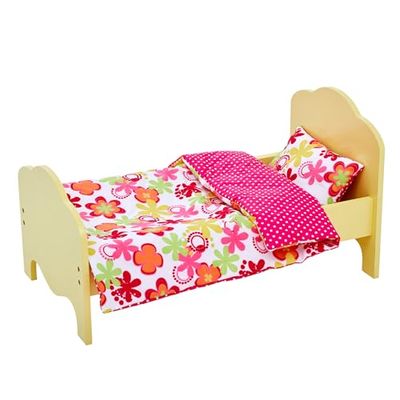 Olivia's Little World Petite Princesse Lit de poupée de 45 cm Jaune et Linge Fleur d'été TD-11929-1J