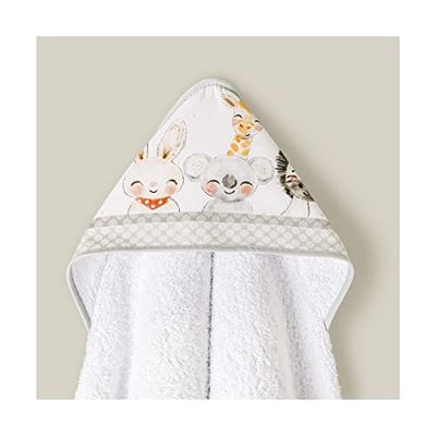 Capa de baño para bebés · ACUARELA blanco gris · 1x1 m · 100% ALGODÓN