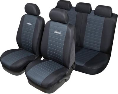 Fundas para Asientos de Auto, Diseño Metálico, Negro, Compatibles con la Mayoría de Vehículos, Fáciles de Instalar, Resistente al Desgaste, Set Completo 8473