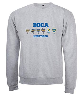 Boca Juniors Sweat col Rond Grey historia Logos Mixte Adulte, Gris, FR : XL (Taille Fabricant : XL)