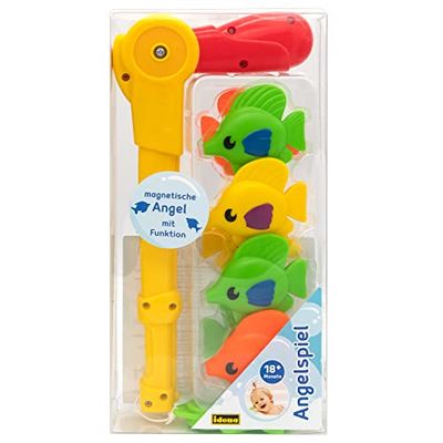 Idena 40616-Juego baño para niños, Juguete acuático de 8 Piezas con Peces de Goma de Colores y caña de Pescar magnética Funcional, Multicolor, Small Berlin 40616