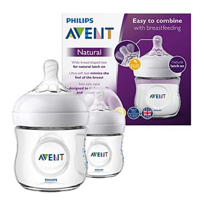Philips Avent SCF030/27 Biberão natural de 125 ml, conjunto de 2 biberões, transparente