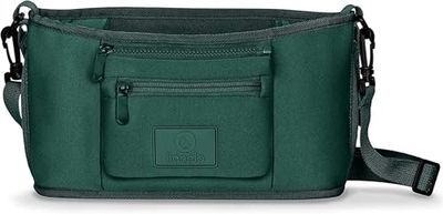 LIONELO Little Cube Kinderwagen-organizer, twee flessenzakken, eenvoudige en snelle montage, waterdicht en duurzaam, schoudertas, versterkte bodem, tas voor kleine voorwerpen,afneembaar sachet (Green)