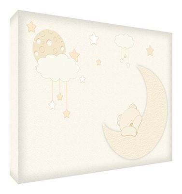 Feel Good Art BEARMOON1624-20G Wanddecoratie Canvas in een moderne illustratieve stijl, 60 x 40 cm, crème