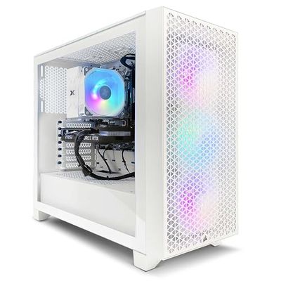 CORSAIR – PC Gamer iCUE AMD 4060 White – MSI GeForce RTX 4060 8Go – Boitier Corsair 3000D Airflow RGB White – Carte Mere ASUS A520M-A CSM – Corsair Vengeance 2X8Go DDR4 3600 – SSD 1To – Windows 11 Pro