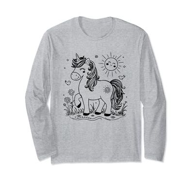 Unicorno Pittura da colorare Bambini unicorno Ragazzi Ragazze da colorare Maglia a Manica