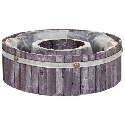 Cesto redondo de madera gris