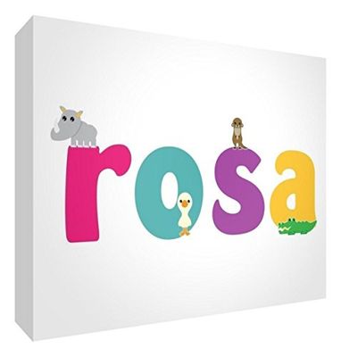 Little Helper LHV-ROSA-A7BLK-15IT Panneau décoratif pour Nouveau-né/baptême, idée Cadeau, Dessin Personnalisable avec nom de Fille Rose, Multicolore, 7,4 x 10,5 x 2 cm