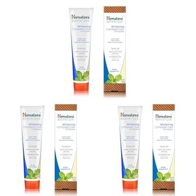 Himalaya Botanique Whitening simply Peppermint |Prevents germs and improves Oral & Dental health |Strenghtens teeth| All Natural, Fluoride & SLS free | 100% Vegetarian- 150g (Paquete de 3)