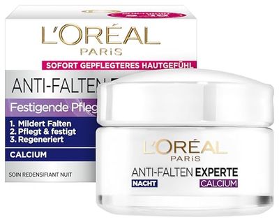 L'Oréal Paris Lot de 1 crème pour Le Visage Anti-Rides Experte 55+ Crème de Nuit pour Les Femmes à partir de 55 Ans au Calcium 1 x 50 ML