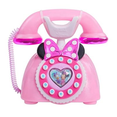Just Play Telefono Rotante di Minni Parla con Me Disney Junior, con Effetti Luminosi e sonori, Gioco di finzione, Giocattoli per Bambini dai 3 Anni