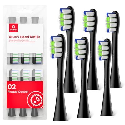 Oclean Lot de 6 Brossettes De Rechange, Compatibles Avec Tous Toutes Les Poignées Electriques Oclean, Approuvés Par La FDATêtes de brosse à dents électrique, B06 Noir-6Pcs