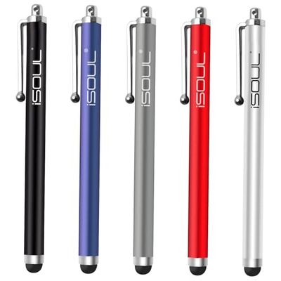 ISOUL Stylus Touch Pen, [5 PACK] Styli Capacitive Touchscreen Pen Steel Stylus For iPhone, iPad Mini, Pro, Galaxy, Note, Tab, Nexus, Nokia, Blackberry, OnePlus, Tablets and More (Multi)