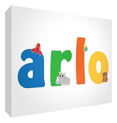 Little Helper Panel decorativo bebé/bautizo idea regalo, dibujo personalizable con nombre de niño Arlo 7.4 x 10.5 x 2 cm multicolor