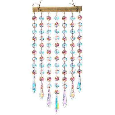 Prisme en Cristal à Suspendre - Attrape-Soleil - Carillon à Vent en Cristal coloré - Perles de Verre - Pendentif décoratif