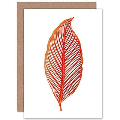 Wee Blue Coo Botanics Red Orange Stripes Greeting Card With Envelope Inside Premium Quality