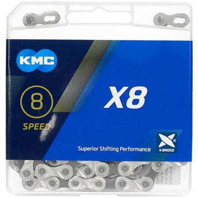 KMC X8-93 ketting, 114 schakels, zilver/grijs