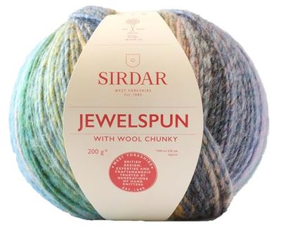 Sirdar Jewelspun with Wool Chunky, Shimmering Sea Glass (200), 200g