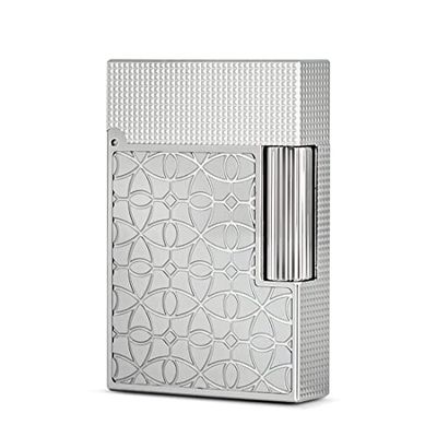 S.T. Dupont Ligne 2 Small Platinum & Engraved Stainless Steel Lighter