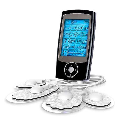 DAM EMS Elettrostimolatore muscolare MHD-16AB portatile. 16 modalità, 20 intensità, 2 canali doppi. Dimensioni compatte, batteria ricaricabile. 5 x 1 x 9,5 cm. Colore: nero