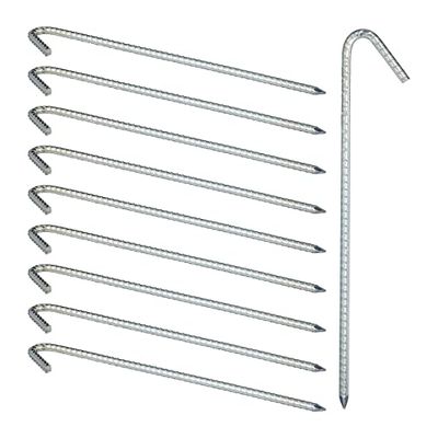 Relaxdays, argenté Piquets de fixation sol XL, Sardines, Lot de 10, galvanisé, tente, 39 cm, Acier électrozingué